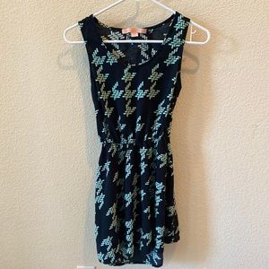 Black and Turquoise Open Back Dress